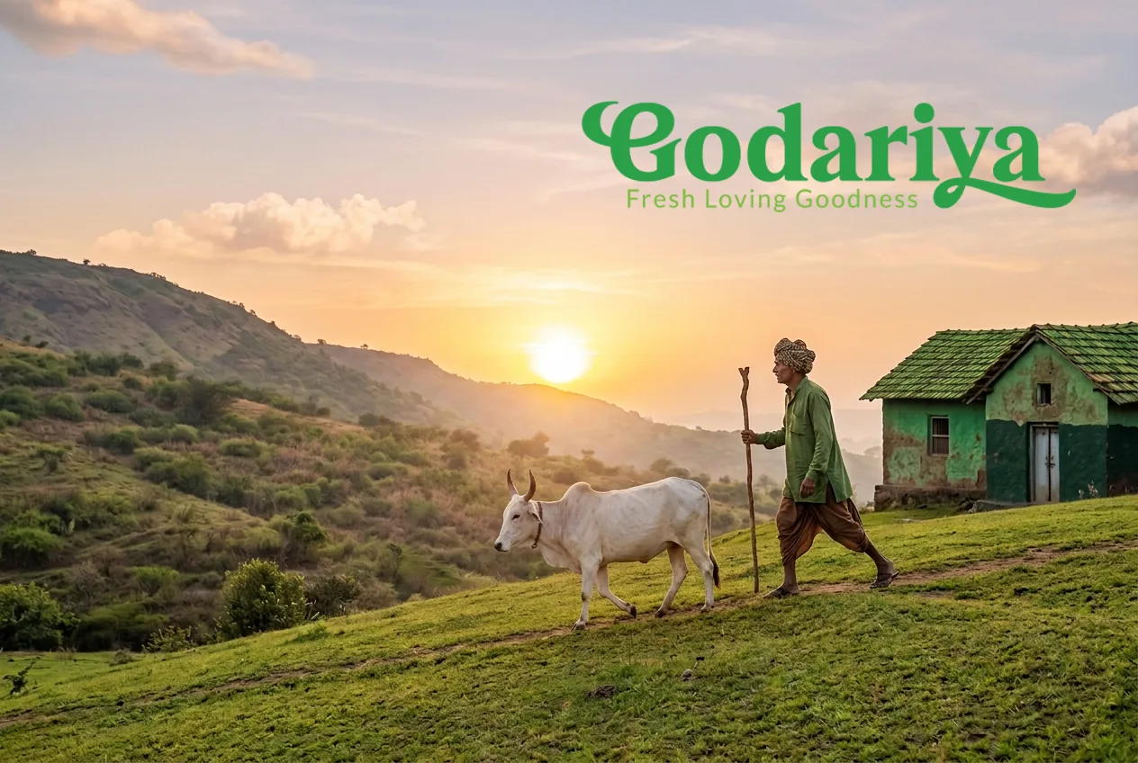 Godariya farmland at sunrise with cattle