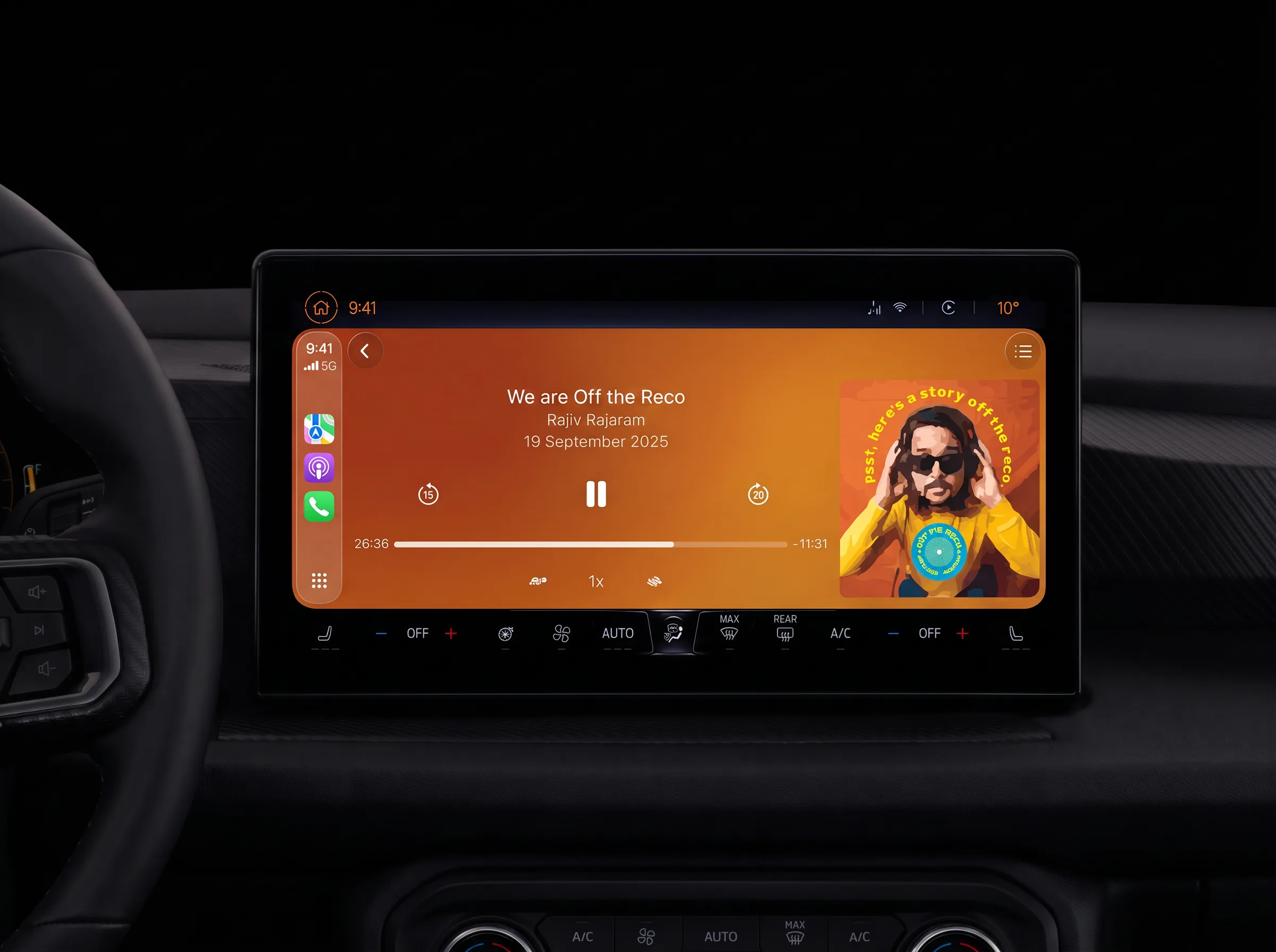 Off the Reco on a car dashboard