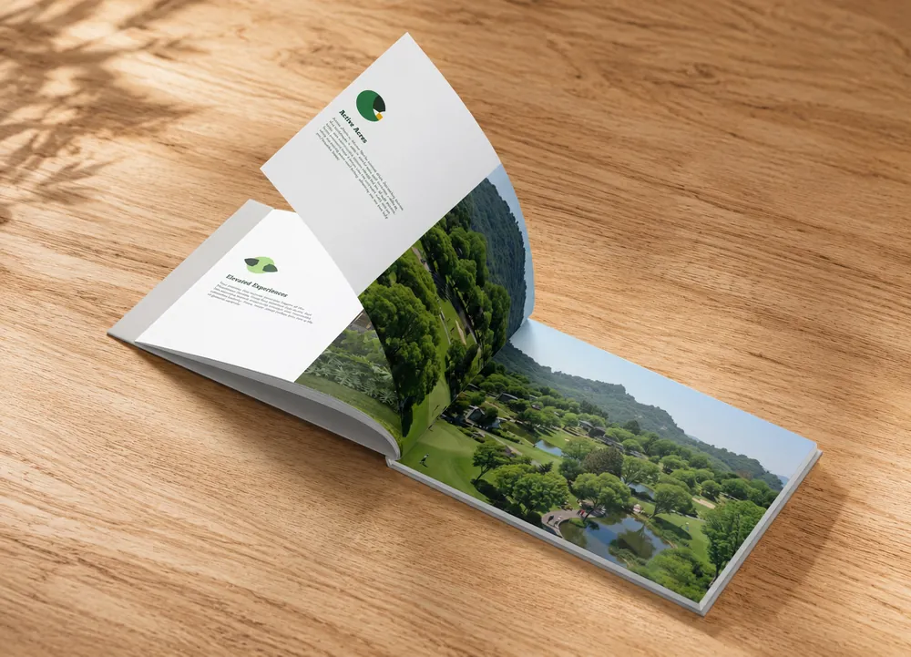 The Sircle brochure opened to a photographic spread